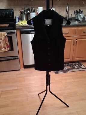 Anthropologie Black Button-Front Sleeveless Vest